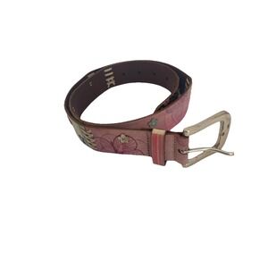 Fossil Belt Women's Small Floral Butterfly Boho Western Artsy  Leather 1 1/2" W